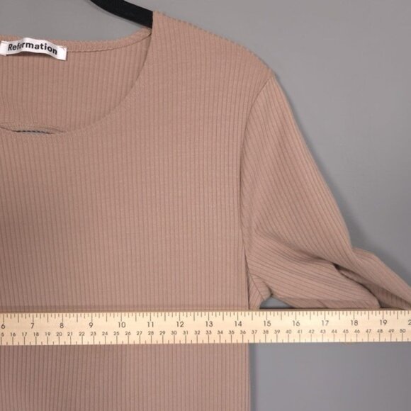 Reformation‎ Women's LARGE Dosch Maxi Dress Buff Bodycon Rib Knit Backless Sexy - Picture 6 of 11